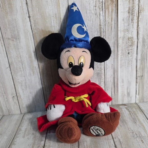 Disney Other - Disney Sorcerer Mickey Mouse Plush Fantasia Wizard Hat Walt DisneyWorld Red Robe